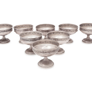 A Set of Eight Silver Sorbet Dishes weighted  2a9f08