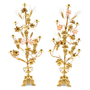 A Pair of Victorian Brass and Glass