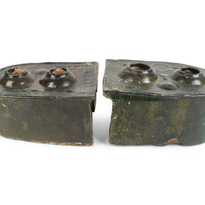 Two Chinese Green-Glazed Terracotta