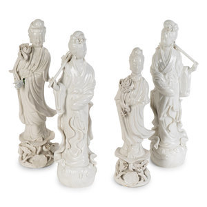 Four Chinese Blanc-de-Chine Porcelain