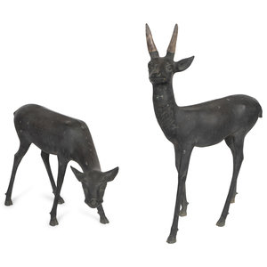 Two Japanese Bronze Deer 20th Century Height 2a9fc5