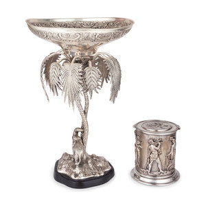 A Silverplated Compote with Elephant