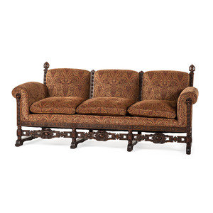 A Jacobean Style Carved Oak Sofa