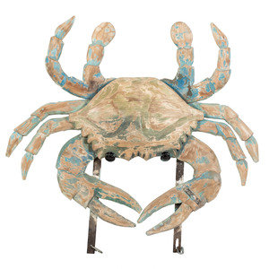 A Carved and Painted Wood Crab Form 2aa11e