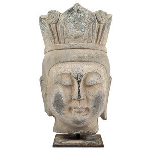 A Carved Stone Buddha Head finely 2aa15a