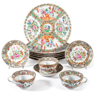 Six Rose Medallion Porcelain Plates