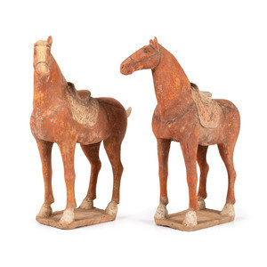 A Pair of Chinese Terracotta Horses
with