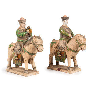 A Pair of Chinese Terracotta Equestrian