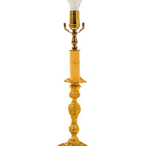A Louis XV Style Gilt Bronze Candlestick