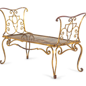 A Gilt Wrought Iron Bench by Jean-Charles