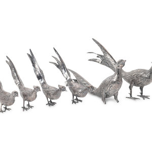 A Group of Six Spanish Silver Pheasants
Comprising