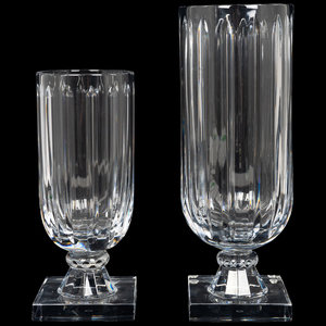 Two William Yeoward Glass Vases Heights 2acbce