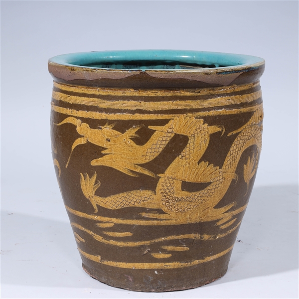 Chinese ceramic dragon jar; some