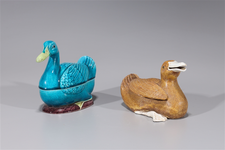 Two Chinese glazed porcelain ducks,