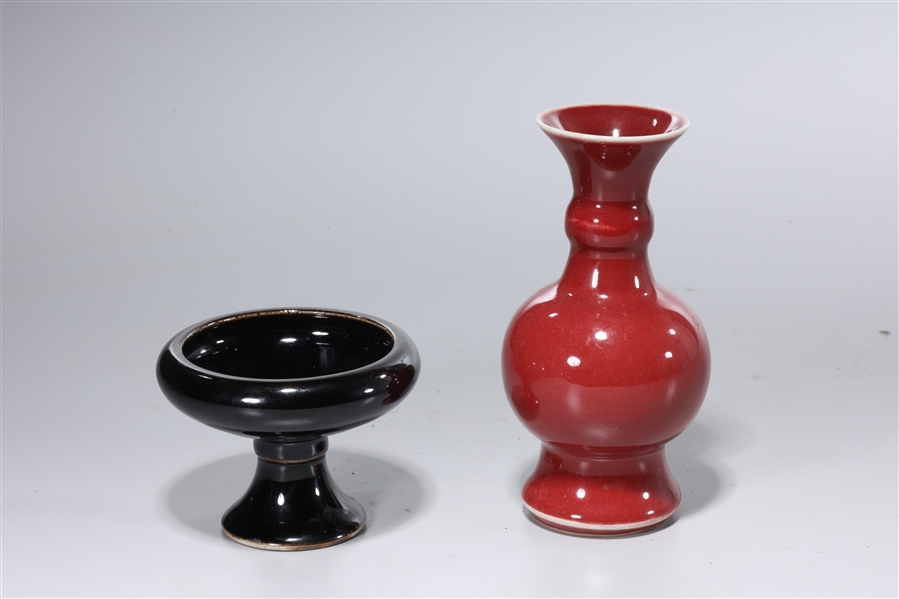 Two Chinese monochrome porcelains;