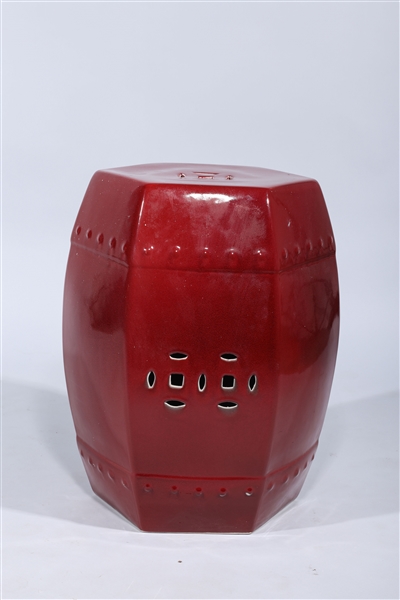 Chinese red glazed porcelain hexagonal