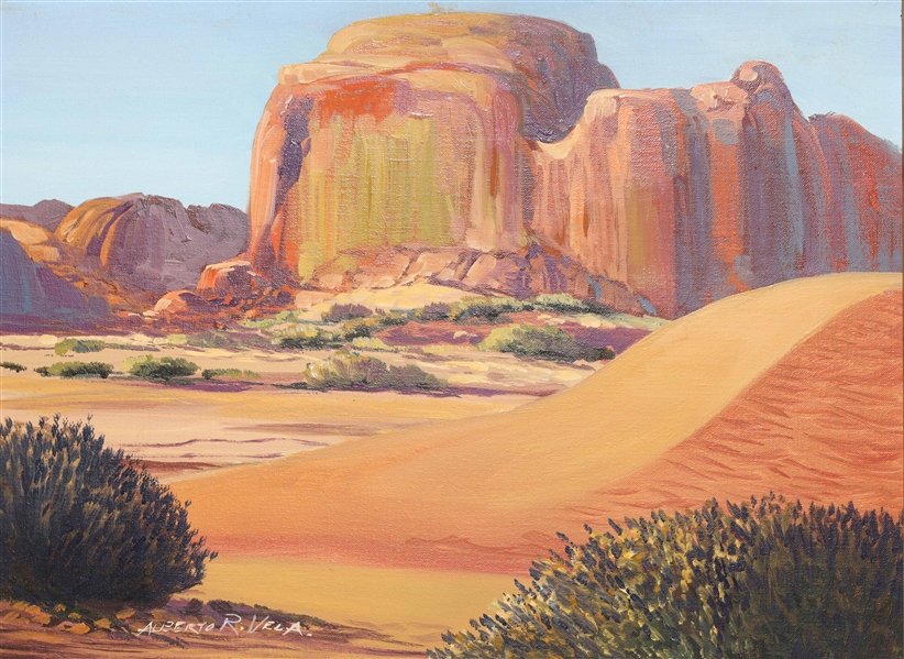 Oil painting of a landscape by