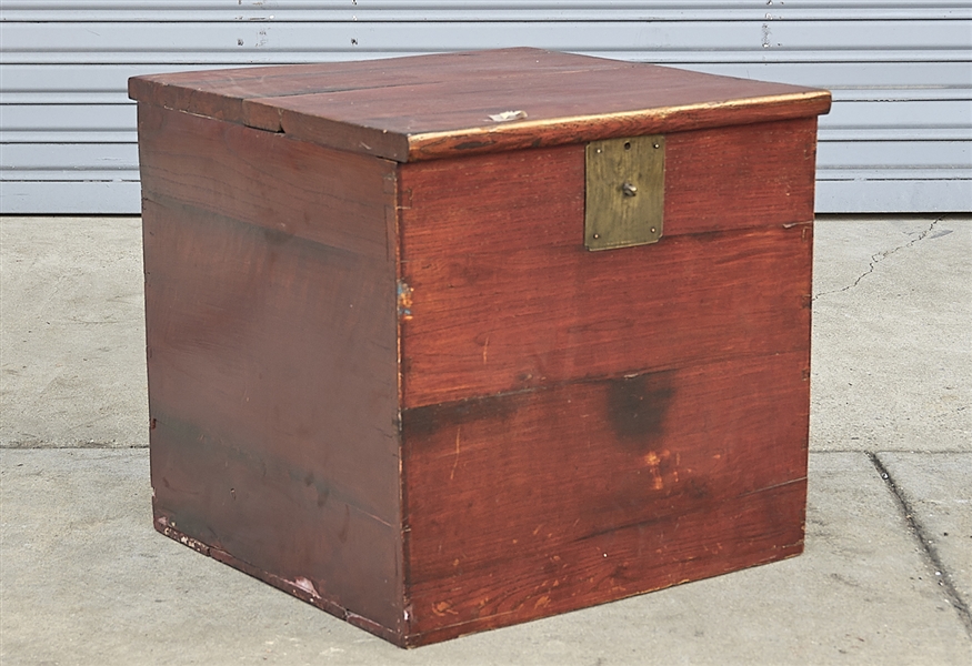 Chinese wood chest with brass hardware;