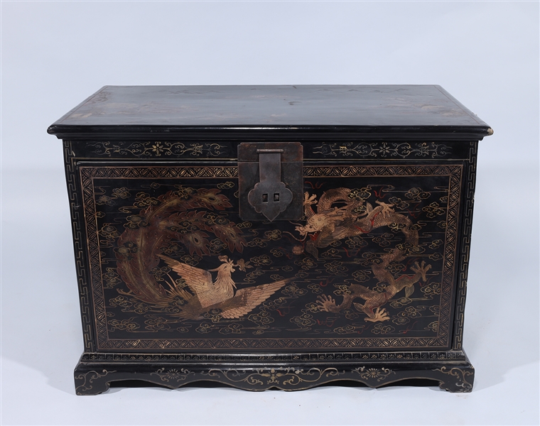 Chinese lacquered and gilt chest