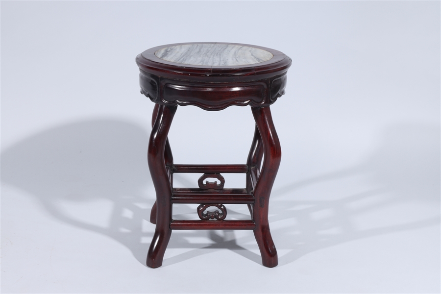 Chinese wooden stool with hardstone