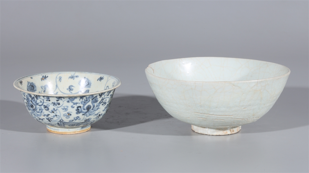 Two antique Chinese blue and white