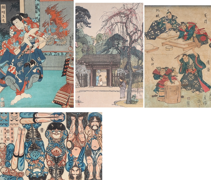 Group of four framed Japanese woodblock 2acea6