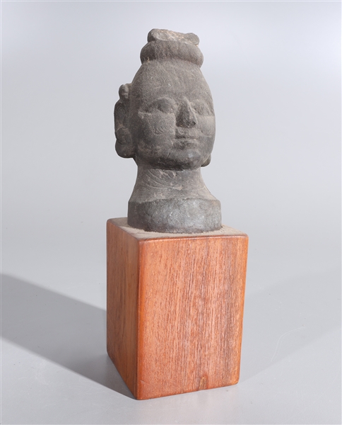 Indian stone head attached to wooden 2acebb