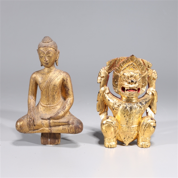 Two antique Sino-Tibetan gilt carved