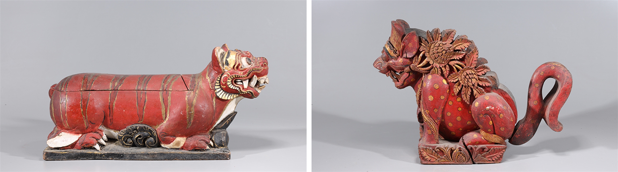 Pair of antique Chinese wood animals 2acef0