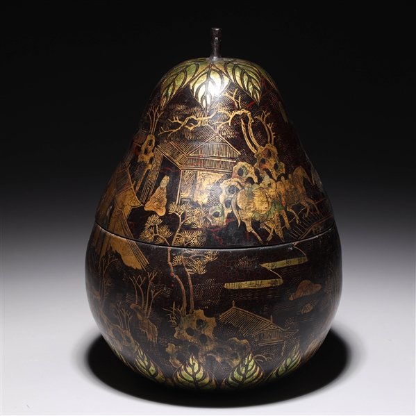 Chinese gilt and lacquer pear shape