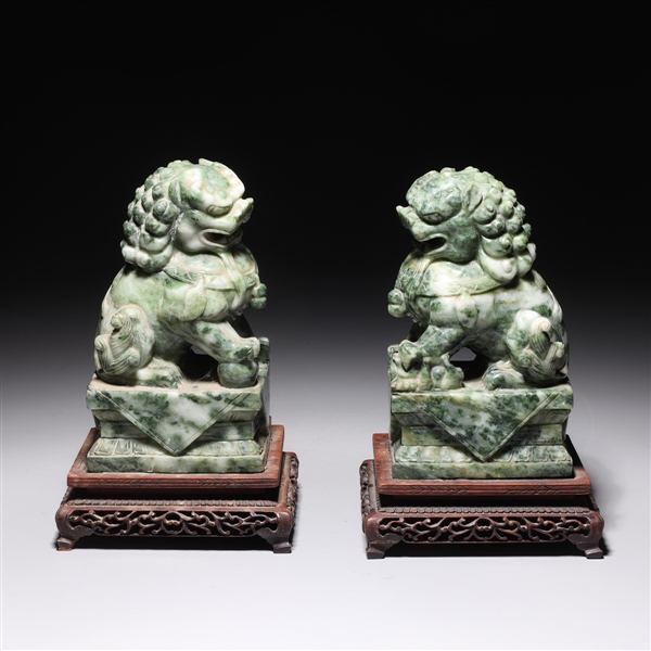 Pair of Chinese carved hardstone