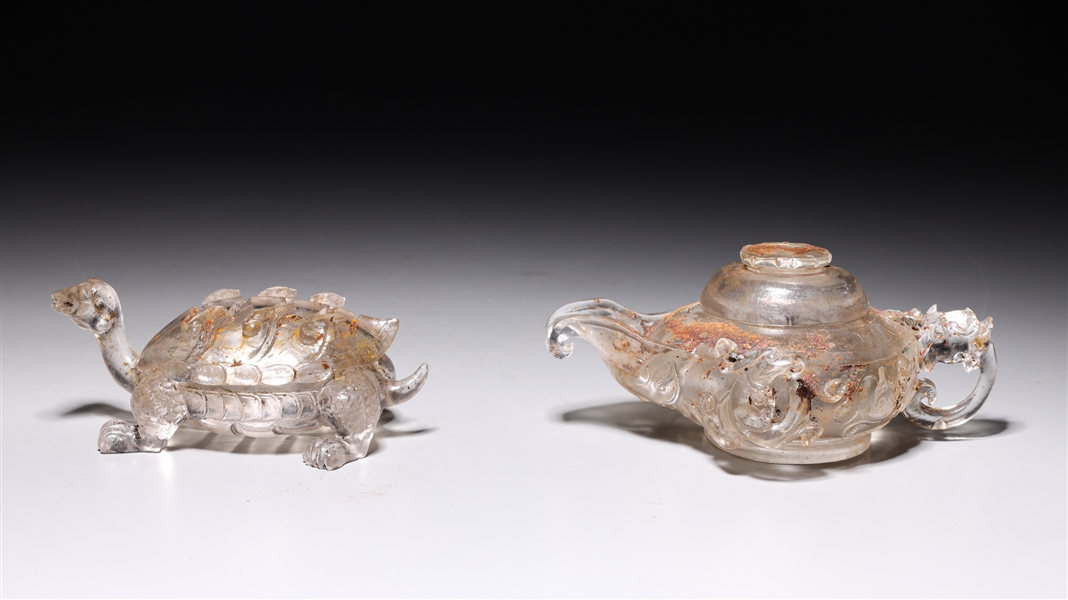 Two Chinese glass objects including