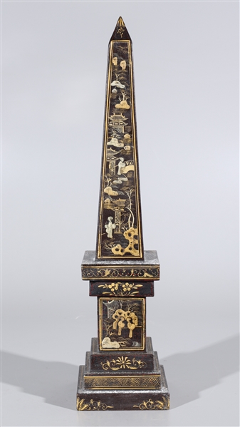 Chinese gilt and lacquer wood obelisk;