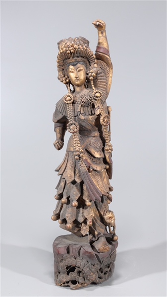 Chinese gilt wood statue of a standing