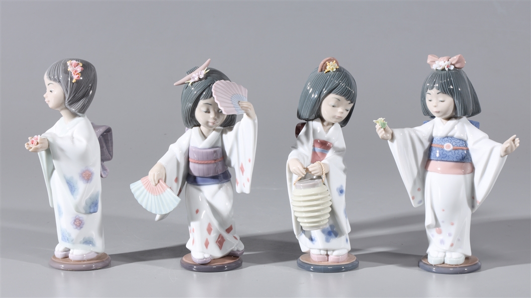 Two Lladro porcelain geisha girl