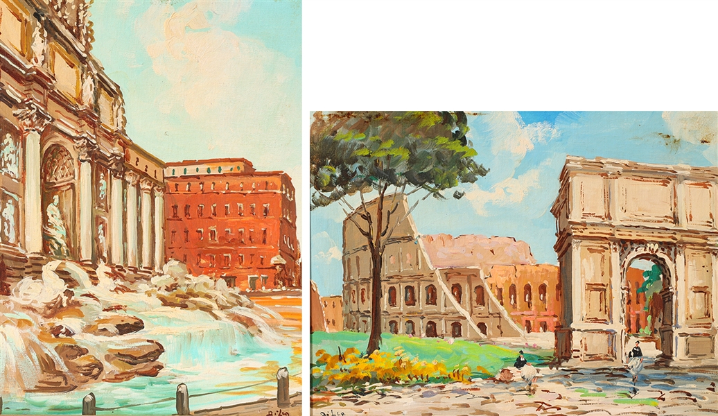 Two oil on board paintings of Italian 2acf34