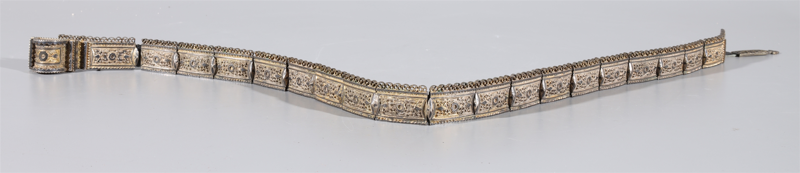Antique Russian silver niello belt,