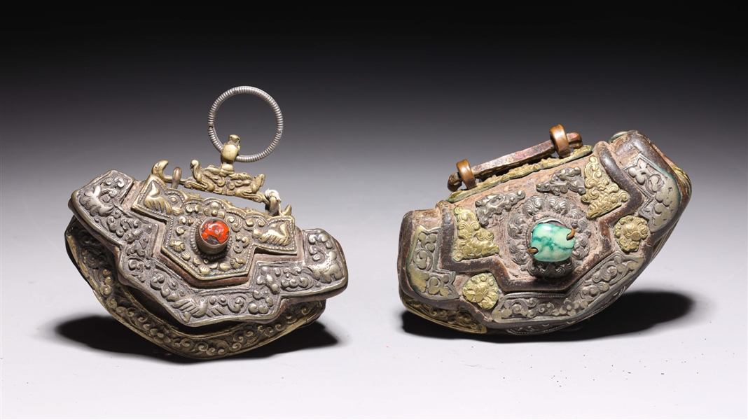 Pair of antique ornate Tibetan 2acf69