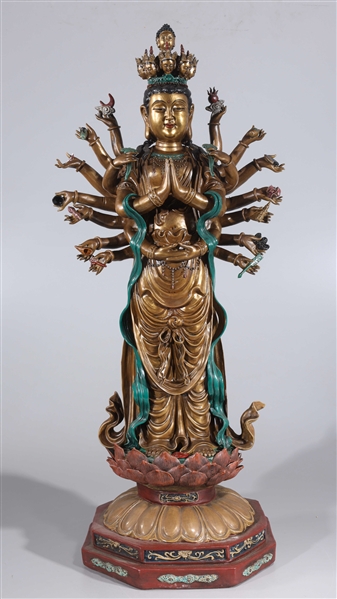 Large Chinese gilt porcelain multi-armed