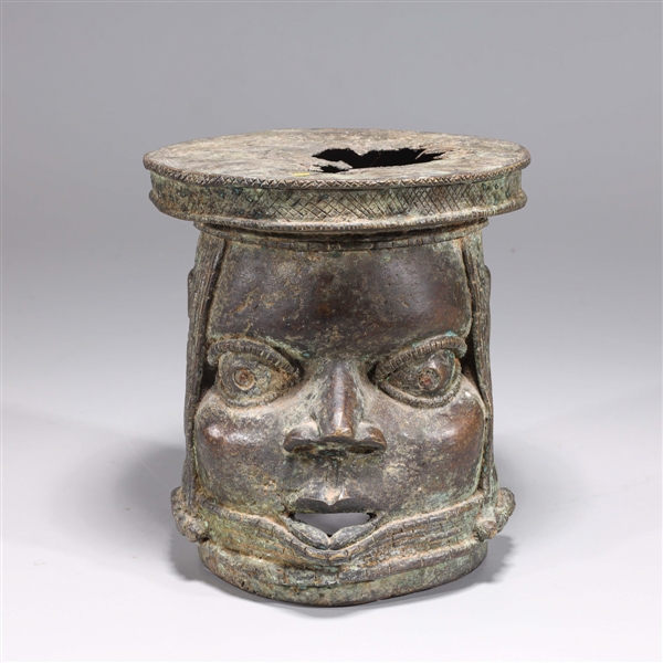 Antique Benin bronze head statue 2acf9c