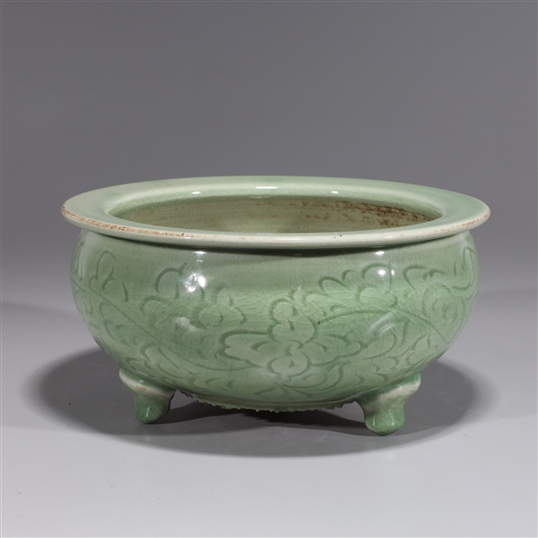 Chinese celadon glazed tripod censer