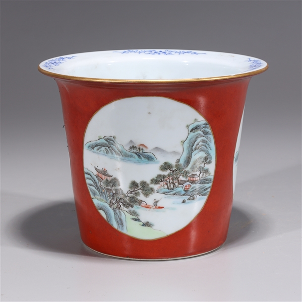Chinese red ground porcelain planter 2ad027