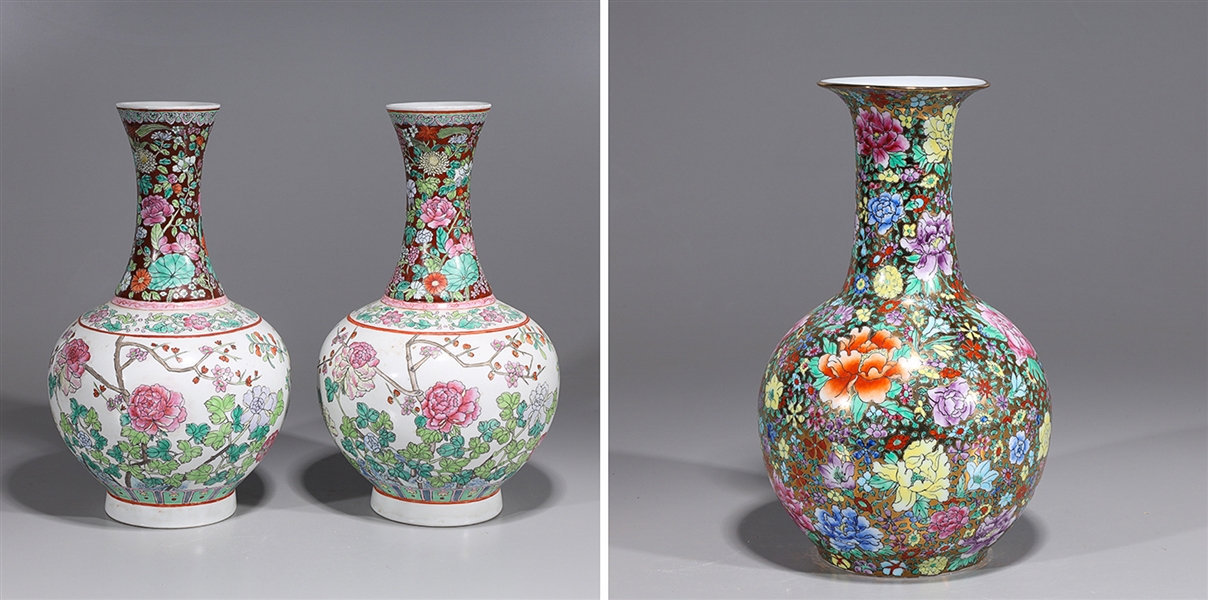 Group of three Chinese enameled