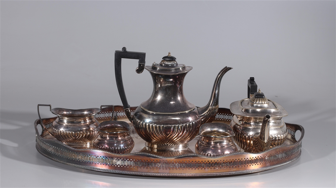 Silver plated tea and coffee service,
