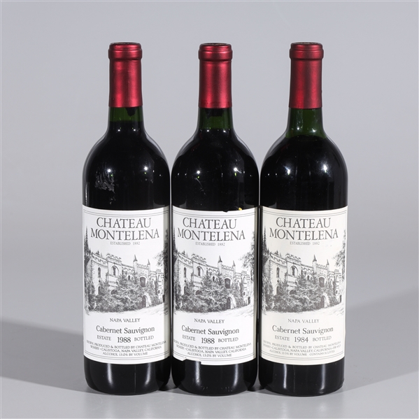 Three bottles of Chateau Montelena