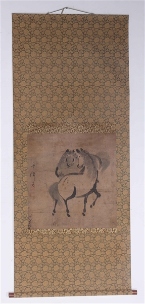 Chinese paper and silk scroll with