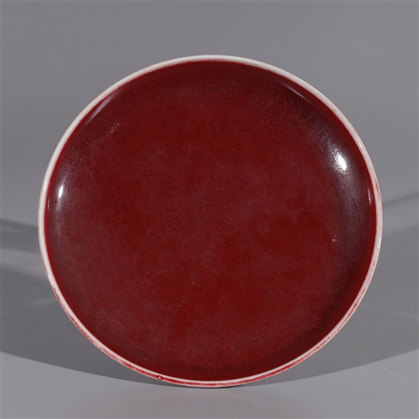 Chinese red glazed porcelain plate  2ad14d