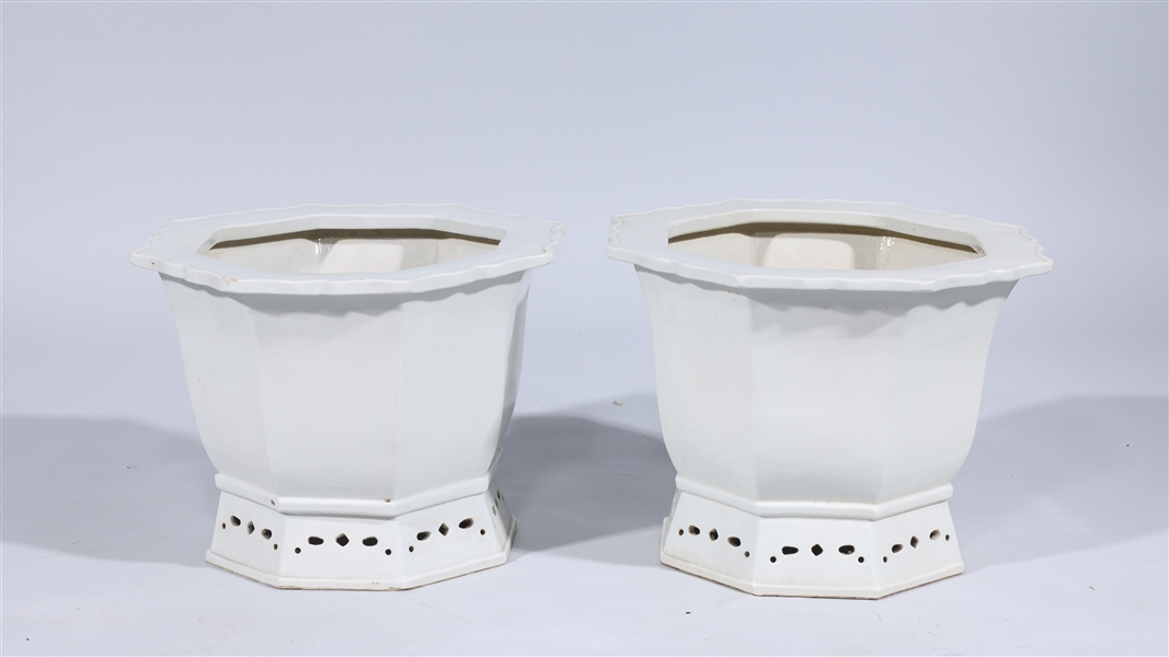 Pair of faceted Chinese white glazed 2ad169