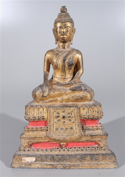 Thai gilt bronze Buddha with elaborate