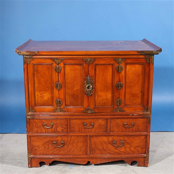 Wooden chest with folding doors and